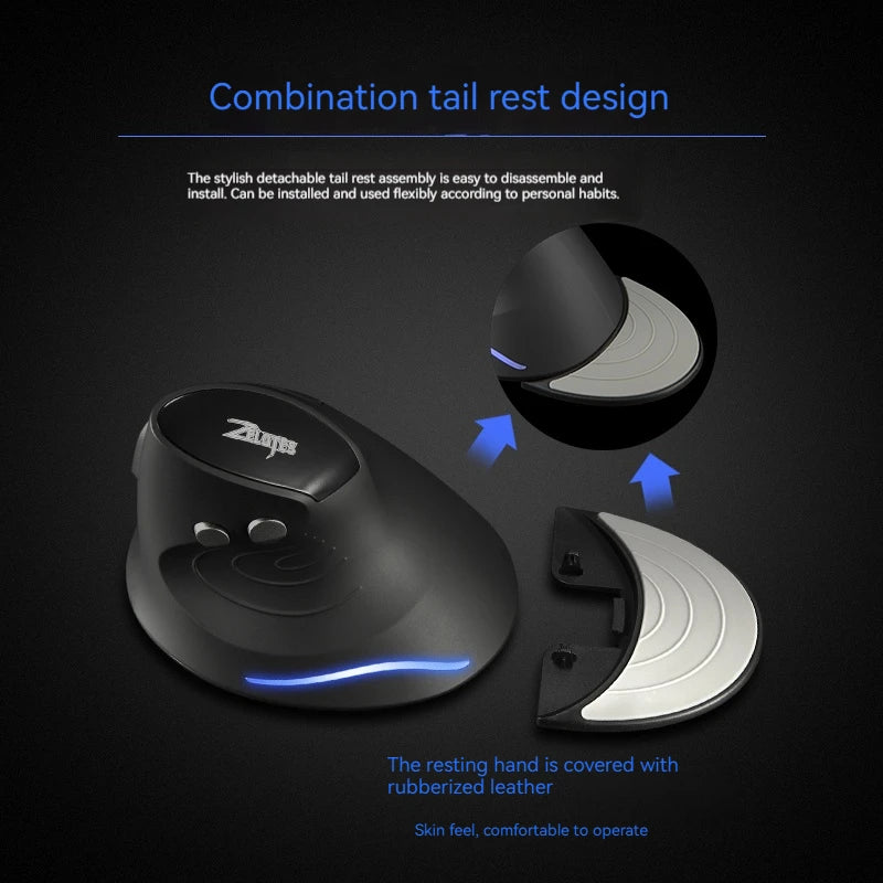 Zelotes F-17 Vertical Ergonomic Wireless Mouse - 2.4G, 3-Speed DPI, Gaming Grade