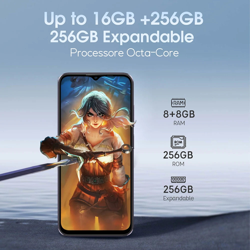 Ulefone Note 16 Pro 4G Smartphone - 16GB RAM (8+8 Extended), 256GB ROM, Android 13, 50MP Camera