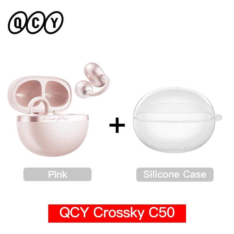 QCY Crossky C50 Open-Ear Earbuds - Bluetooth 6.0, AI Calls, Bass Boost