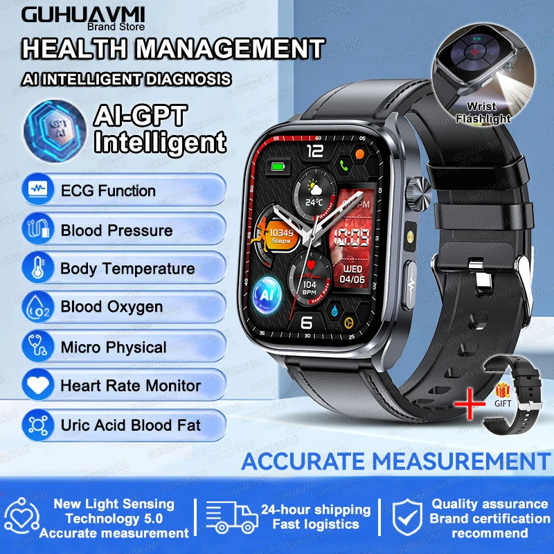ECG Wellness Smartwatch - 2.0" AMOLED Bluetooth Calling Health Tracker
