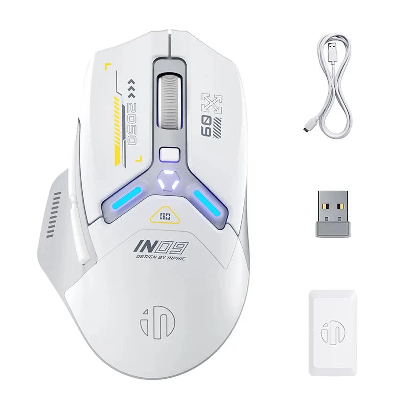 Inphic IN9 Wireless Gaming Mouse PAW3311 - RGB, Rechargeable, Bluetooth + 2.4G