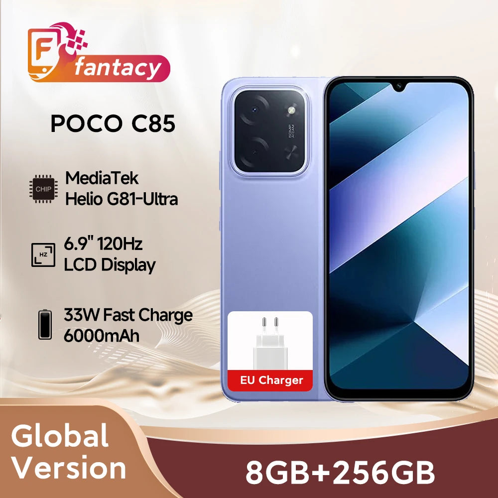POCO C85 Global Smartphone - 6.9" 120Hz Display, 6000mAh, 50MP Camera