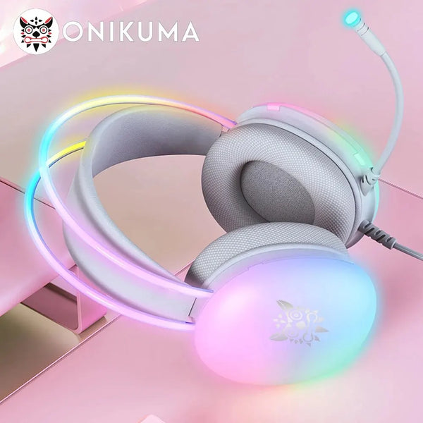 ONIKUMA RGB Wired Gaming Headset with Mic - Full LED Illumination, Noise Cancellation, For PC, PS4 & Xbox