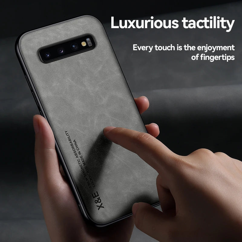 Luxury Leather Wallet Case for Samsung Galaxy S8/S9/S10 Plus - Magnetic Car Holder, Card Slot, Flip Cover