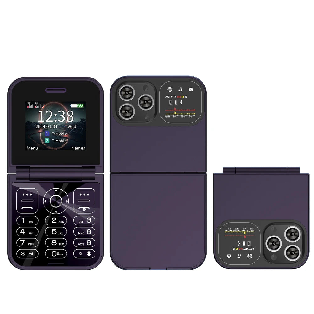 SERVO F15 Mini Flip Mobile Phone - 2.0" Display, Dual SIM, Speed Dial, Magic Voice, Senior-Friendly
