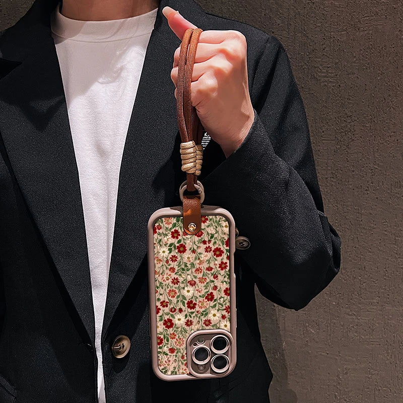Cute Flower Lanyard Silicone Phone Case for iPhone 17/16/15/14/13/12/11 - Crossbody Strap, Soft Cover