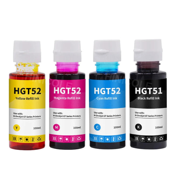 Hinicole GT51 / GT52 Dye Ink Bottle - For HP DeskJet GT 5810/5820, Tank 310/410/318/418, High-Yield Ink
