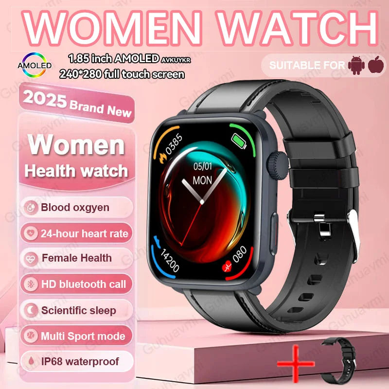 AI Health Smartwatch - 1.85" AMOLED NFC Sports Watch with HRV+PPG