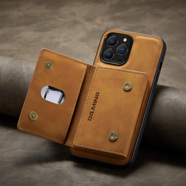 2-in-1 Detachable Magnetic Leather Wallet Case for iPhone 17/16/15/14/13/12/11 - Card Holder, Removable