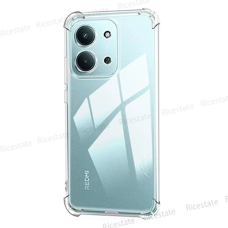 Shockproof Transparent Silicone Case for Xiaomi Redmi 15C/14C/13C/12C/11A - Soft TPU, Drop Protection