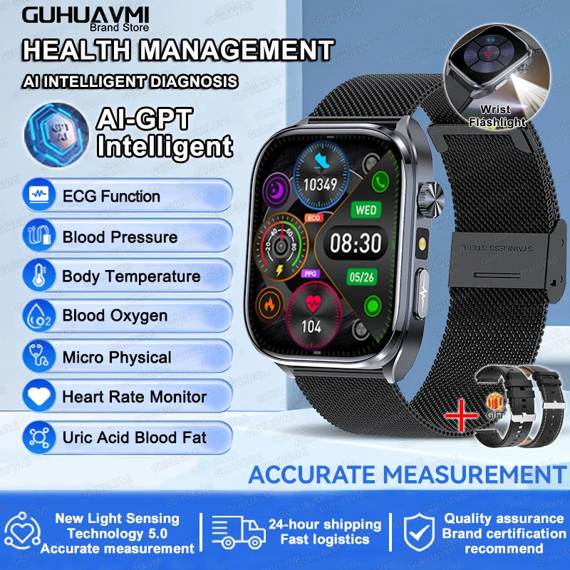 ECG Wellness Smartwatch - 2.0" AMOLED Bluetooth Calling Health Tracker