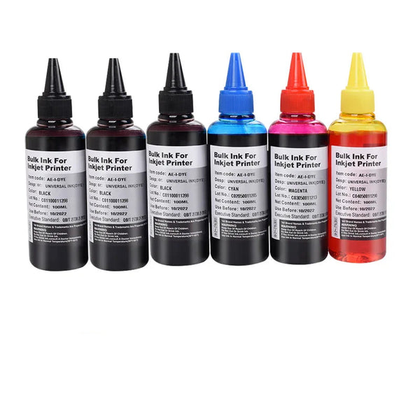 Saya 100ml Universal Refill Dye Ink - 4-Color Set, For Canon, HP, Epson & Brother Inkjet Printers, CISS