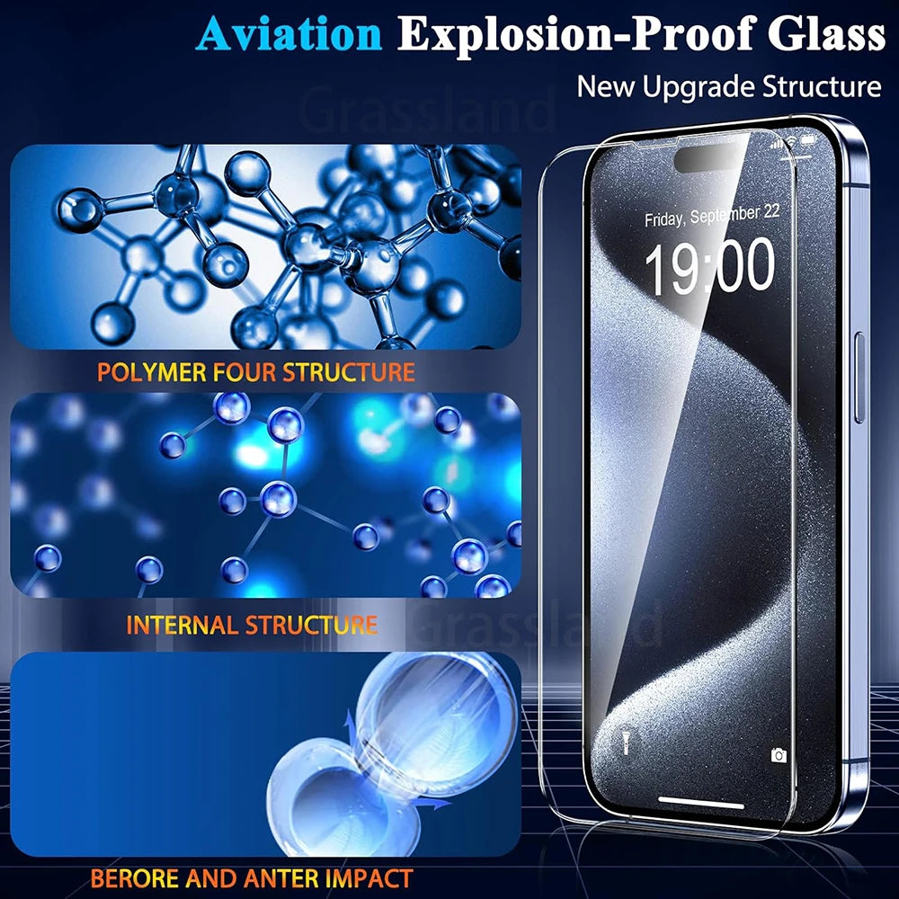 4-Pack Premium Tempered Glass Screen Protector for iPhone 16/15/14/13/12/11 - 9H Hardness, Anti-Scratch