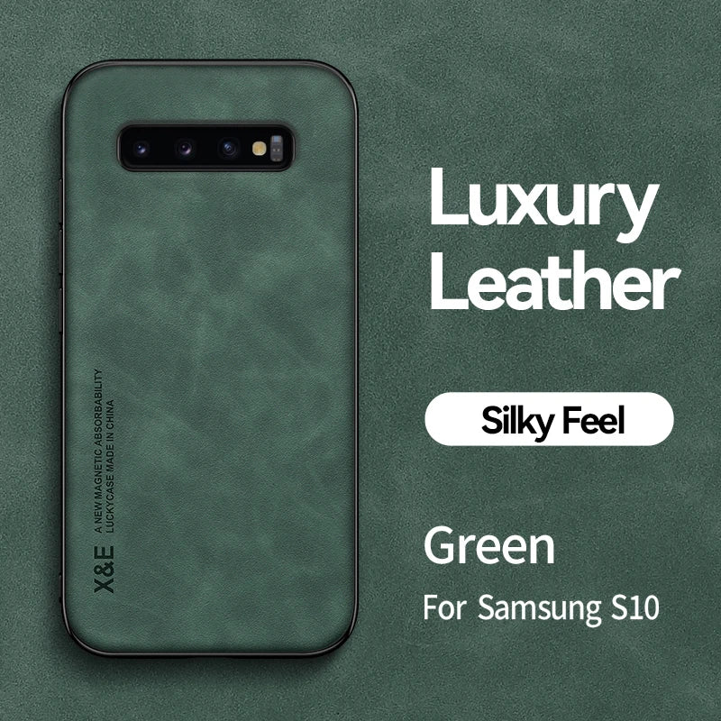 Luxury Leather Wallet Case for Samsung Galaxy S8/S9/S10 Plus - Magnetic Car Holder, Card Slot, Flip Cover