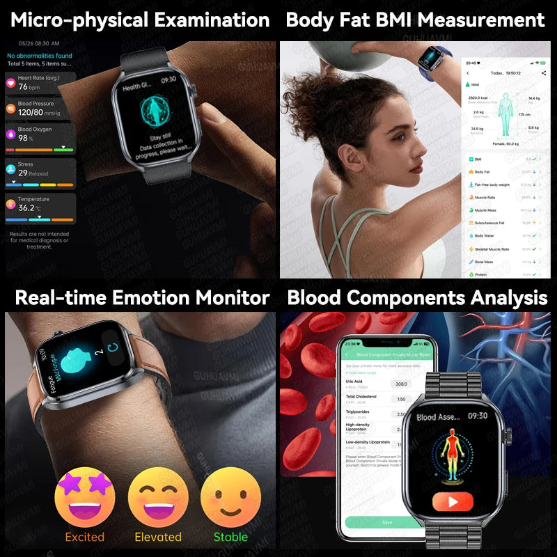ECG Wellness Smartwatch - 2.0" AMOLED Bluetooth Calling Health Tracker