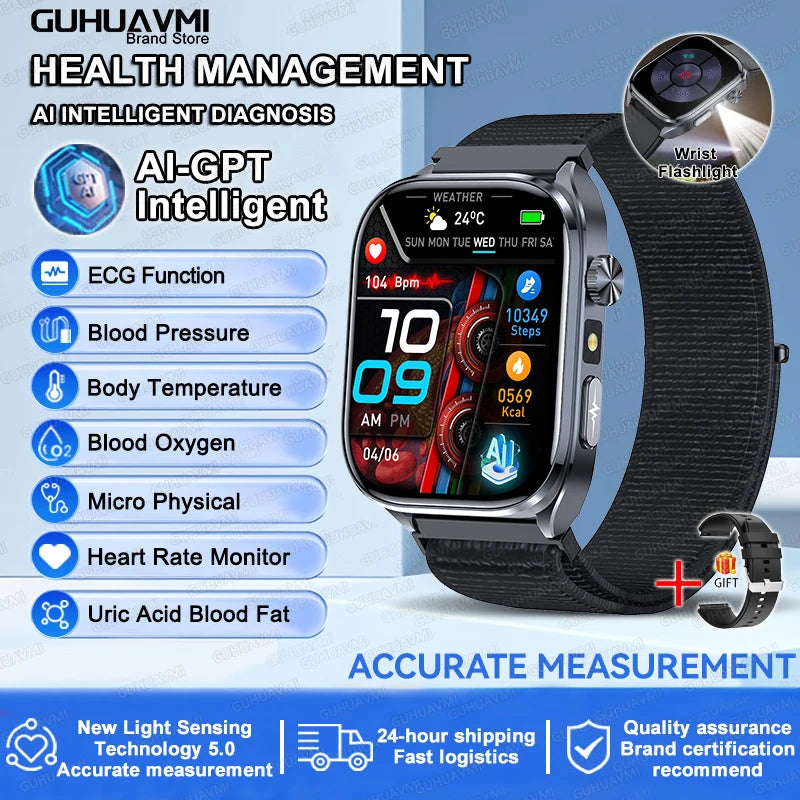 ECG Wellness Smartwatch - 2.0" AMOLED Bluetooth Calling Health Tracker