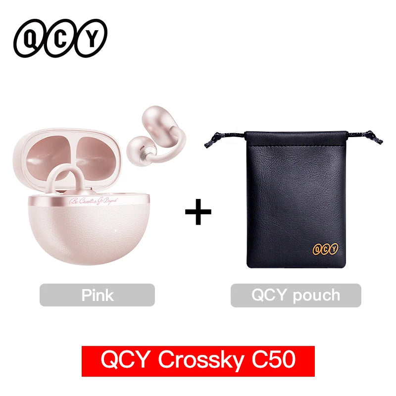 QCY Crossky C50 Open-Ear Earbuds - Bluetooth 6.0, AI Calls, Bass Boost