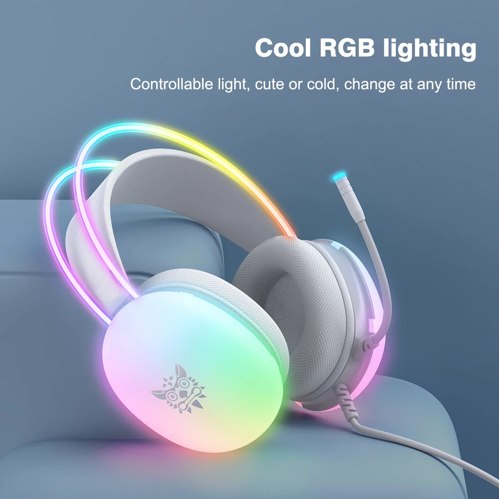 ONIKUMA RGB Wired Gaming Headset with Mic - Full LED Illumination, Noise Cancellation, For PC, PS4 & Xbox