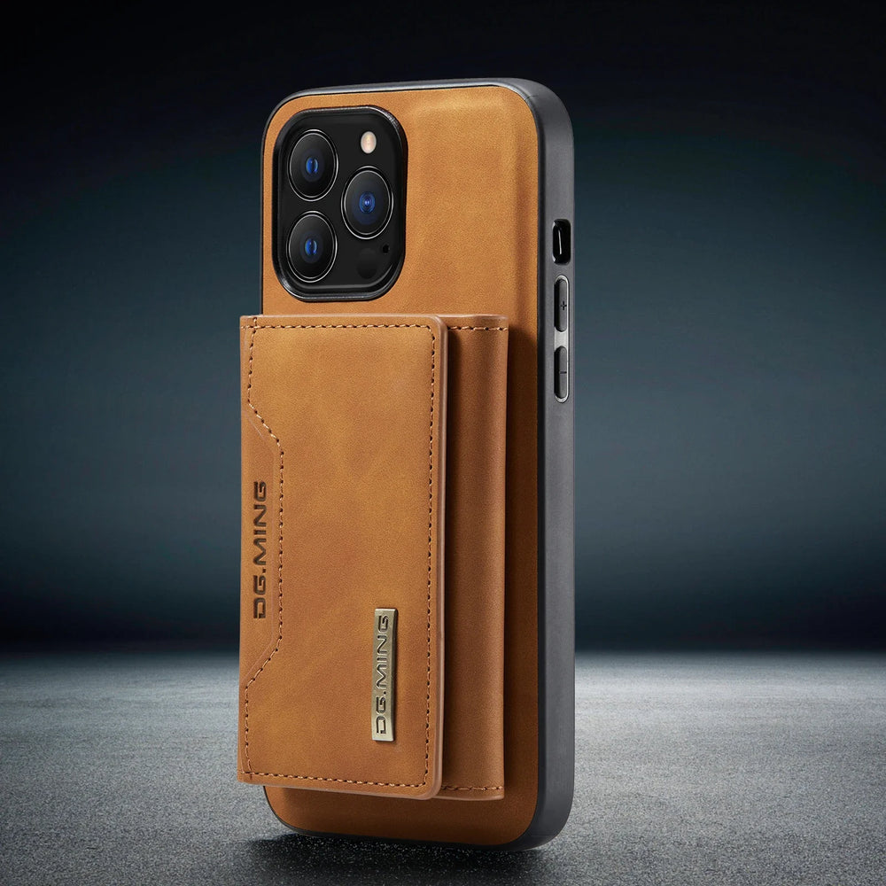 2-in-1 Detachable Magnetic Leather Wallet Case for iPhone 17/16/15/14/13/12/11 - Card Holder, Removable