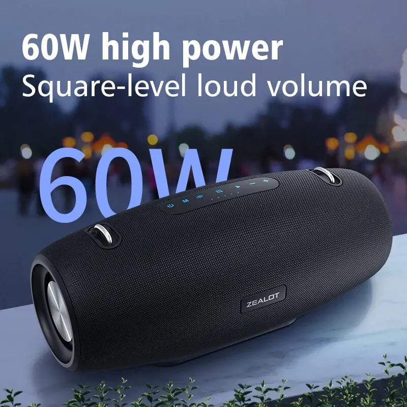 Zealot S67 Portable Party Bluetooth Speaker - 60W Loud 3D Bass, 14400mAh Battery, Outdoor Waterproof