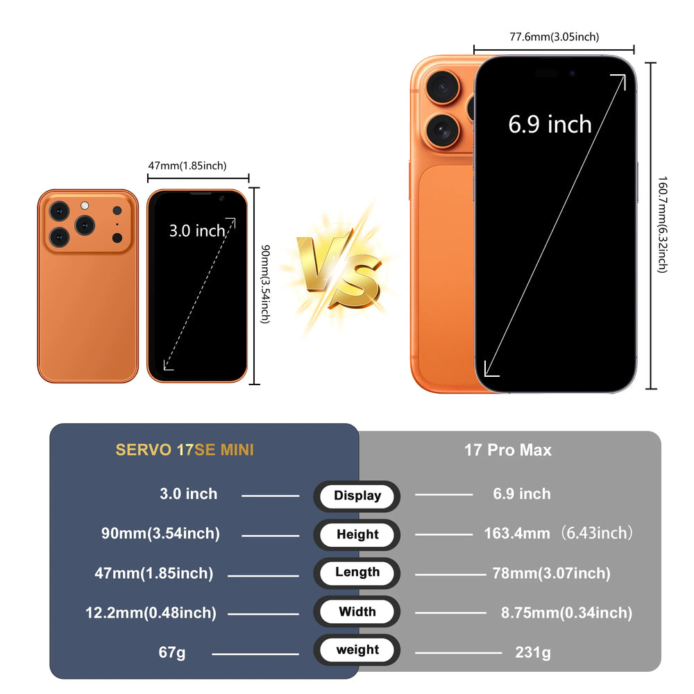 SERVO Mini Smartphone - 3.0" Android Phone, 2GB + 16GB, Dual SIM