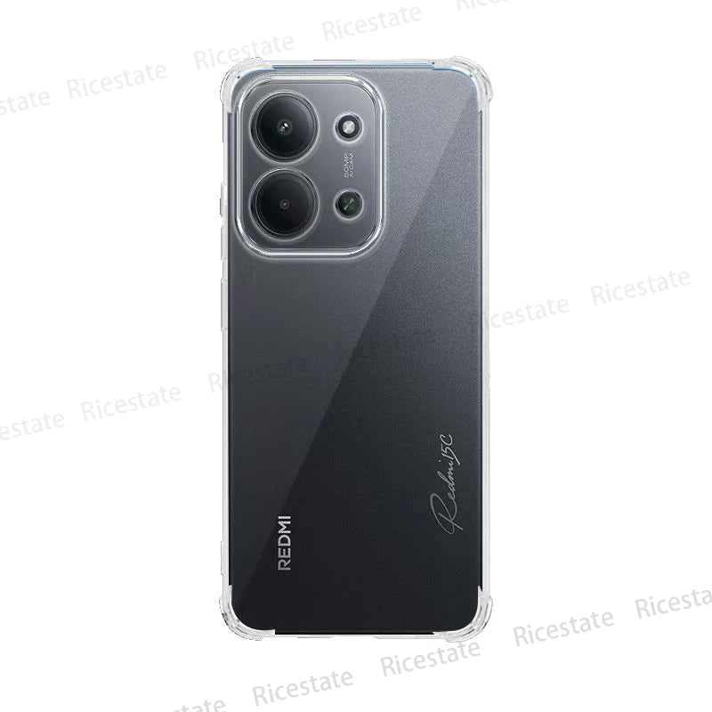 Shockproof Transparent Silicone Case for Xiaomi Redmi 15C/14C/13C/12C/11A - Soft TPU, Drop Protection