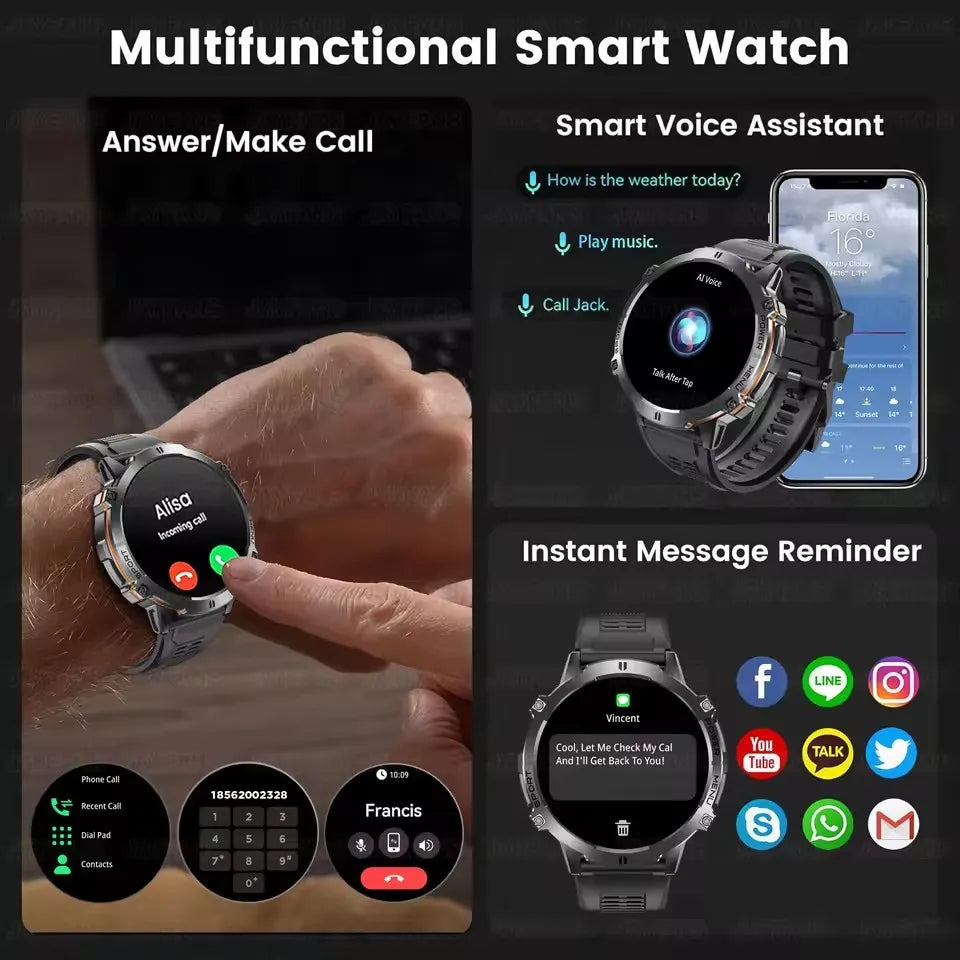 Military GPS Smartwatch - 1.73" AMOLED 1000mAh 5ATM Outdoor Watch