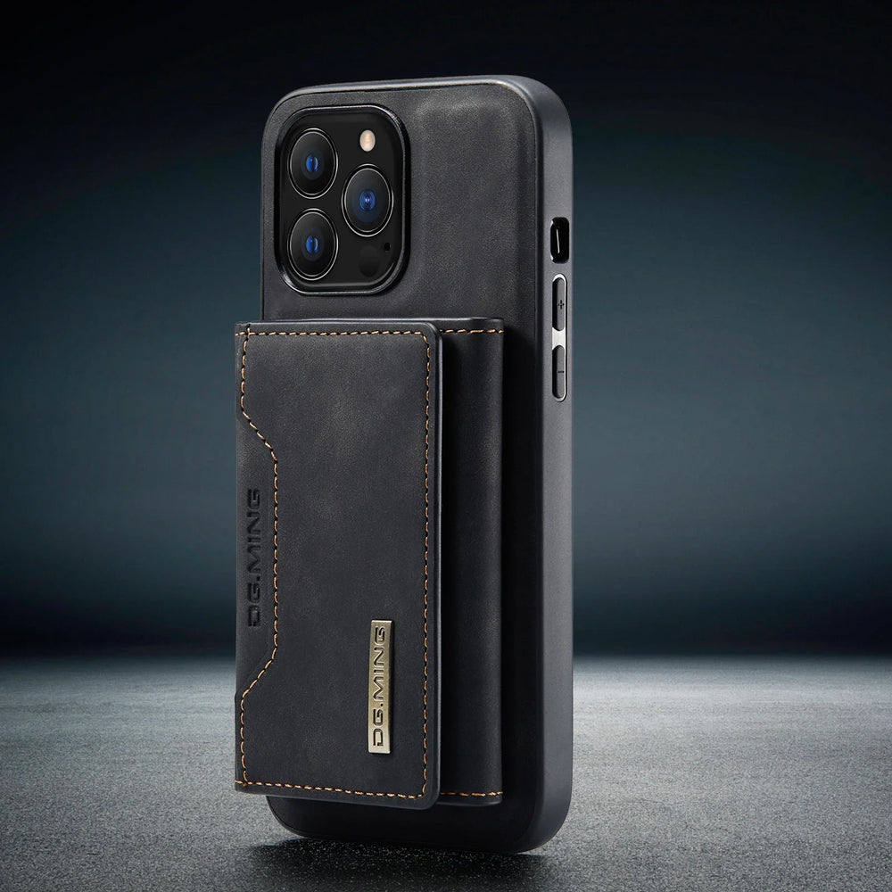 2-in-1 Detachable Magnetic Leather Wallet Case for iPhone 17/16/15/14/13/12/11 - Card Holder, Removable