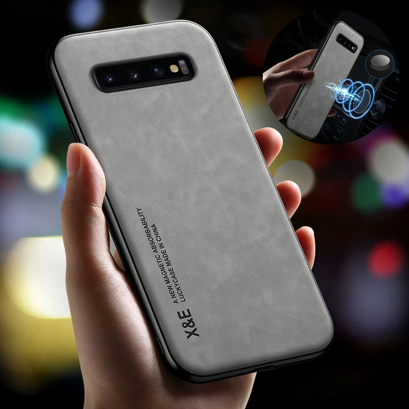 Luxury Leather Wallet Case for Samsung Galaxy S8/S9/S10 Plus - Magnetic Car Holder, Card Slot, Flip Cover