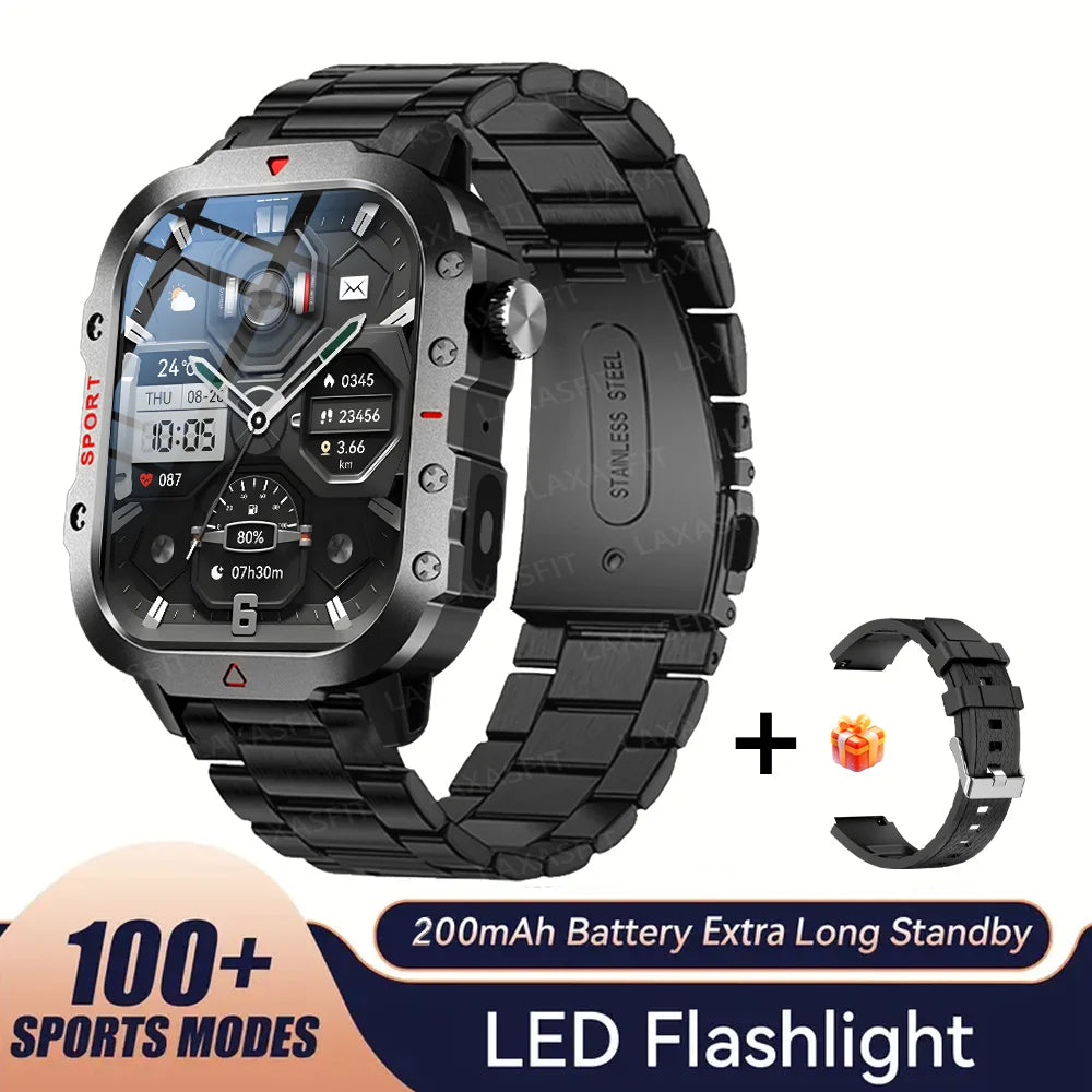 KESHUYOU Outdoor Sports Smartwatch - 2.01" HD Display with LED Flashlight