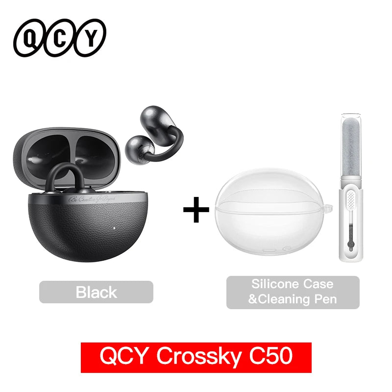 QCY Crossky C50 Open-Ear Earbuds - Bluetooth 6.0, AI Calls, Bass Boost