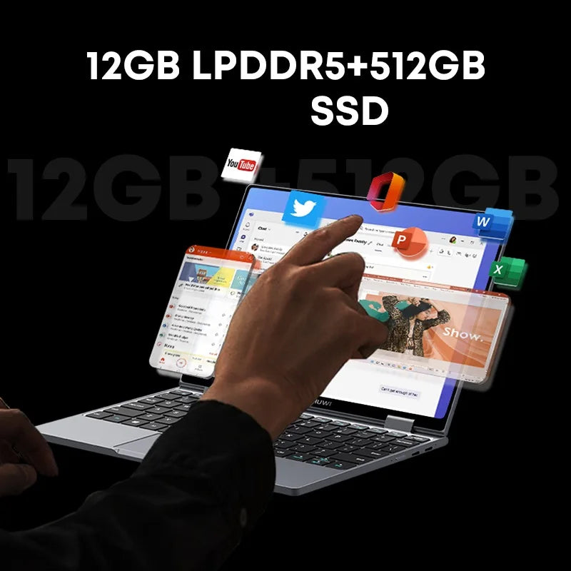 CHUWI MiniBook X 2-in-1 Laptop - Intel N100, 12GB LPDDR5, 512GB SSD
