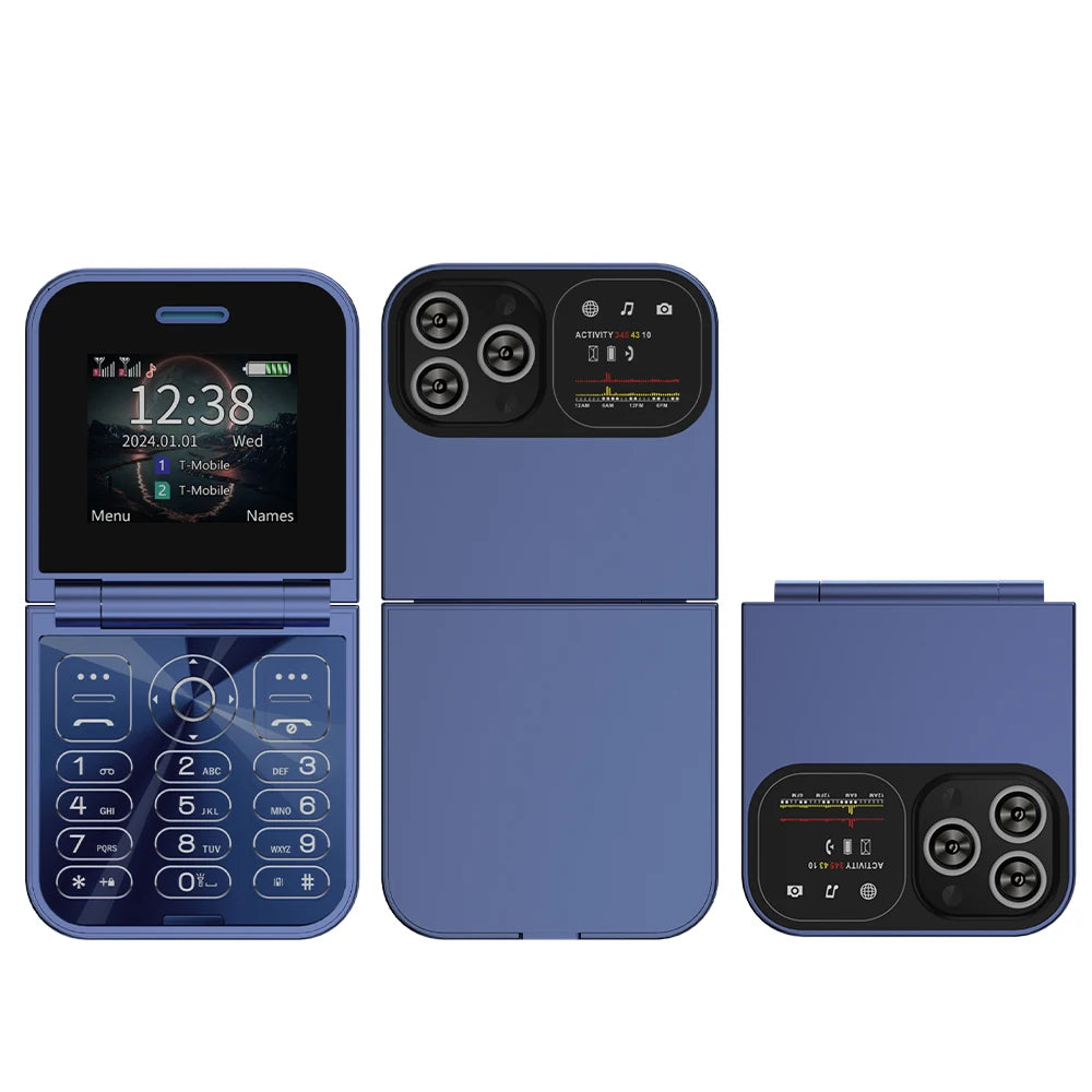 SERVO F15 Mini Flip Mobile Phone - 2.0" Display, Dual SIM, Speed Dial, Magic Voice, Senior-Friendly