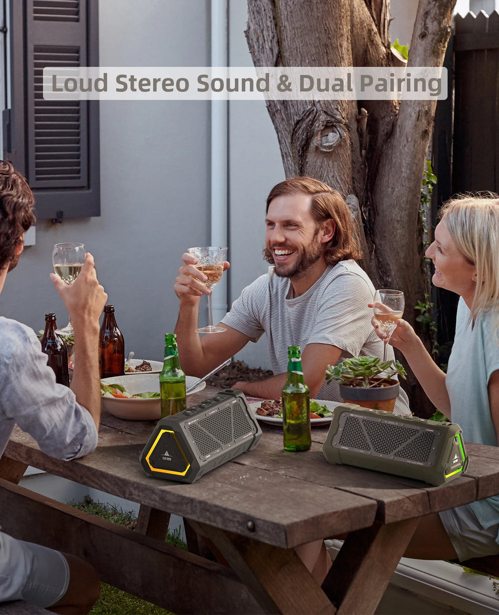 MLOVE P3 Outdoor Bluetooth Speaker - 40W Output, Bluetooth 5.3, IPX7 Waterproof, Stereo, RGB Light