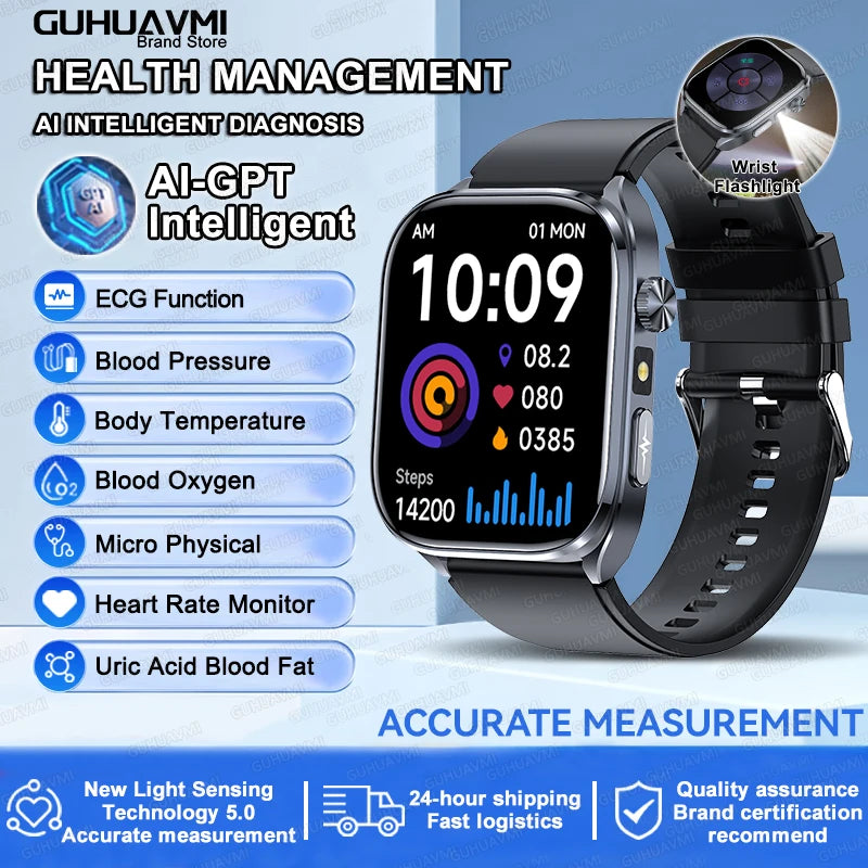 ECG Wellness Smartwatch - 2.0" AMOLED Bluetooth Calling Health Tracker
