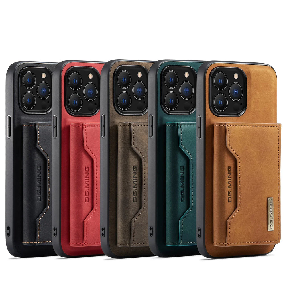 2-in-1 Detachable Magnetic Leather Wallet Case for iPhone 17/16/15/14/13/12/11 - Card Holder, Removable