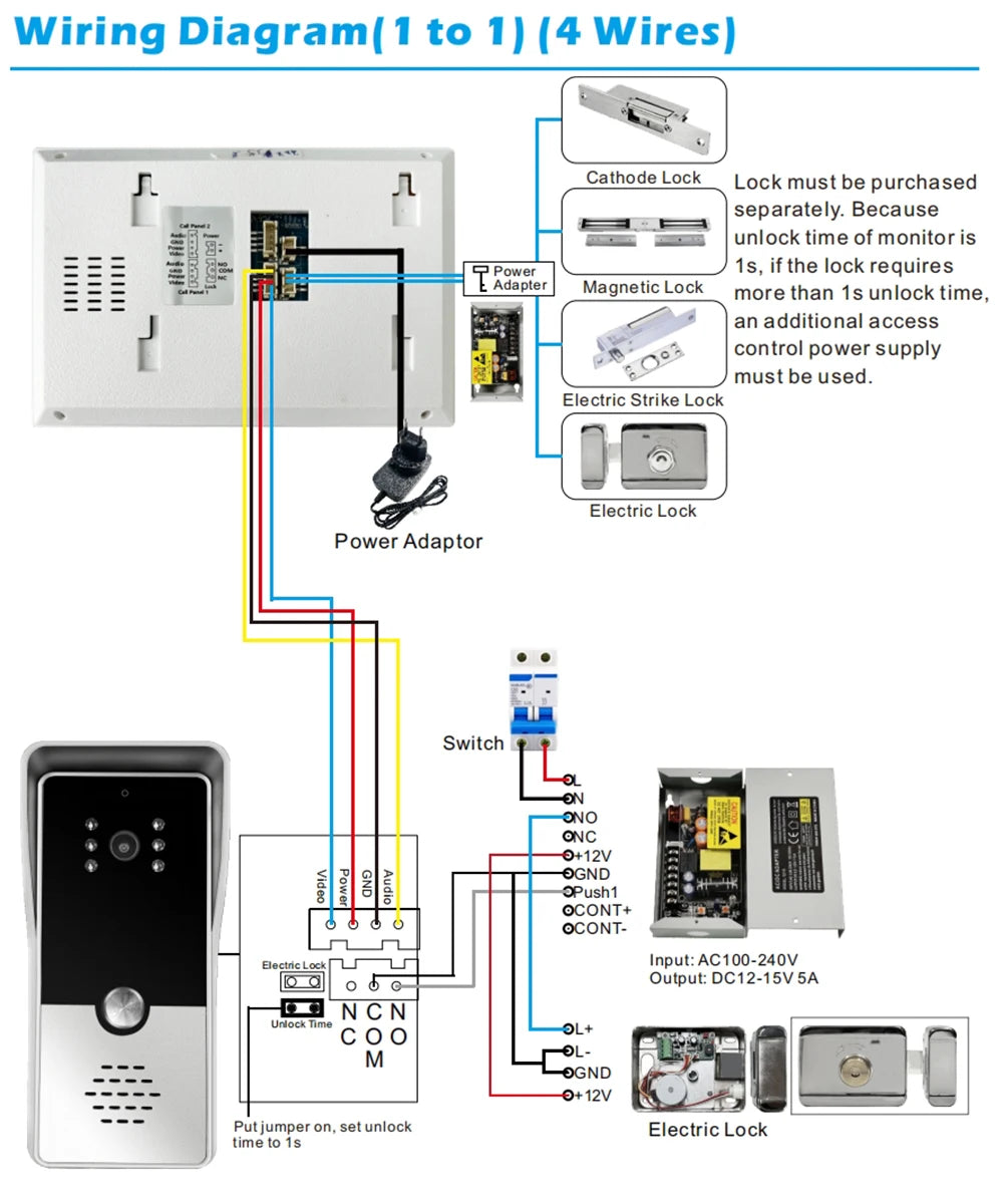7-Inch Video Intercom System Indoor Monitor - Visual Doorphone Camera, Home Security Kit
