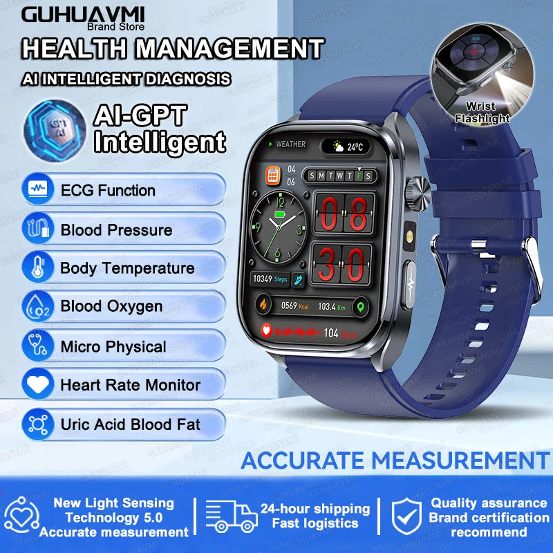 ECG Wellness Smartwatch - 2.0" AMOLED Bluetooth Calling Health Tracker