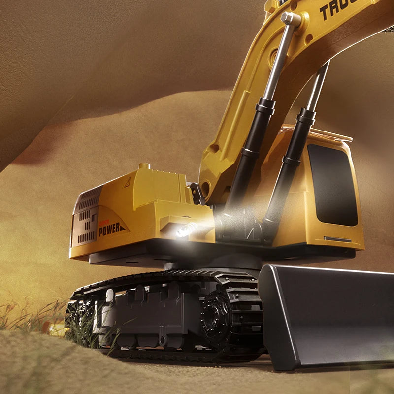 Alloy RC Excavator Toy - Lights & Sound Effects, Electric Engineering Vehicle, Remote Control, Kids Gift