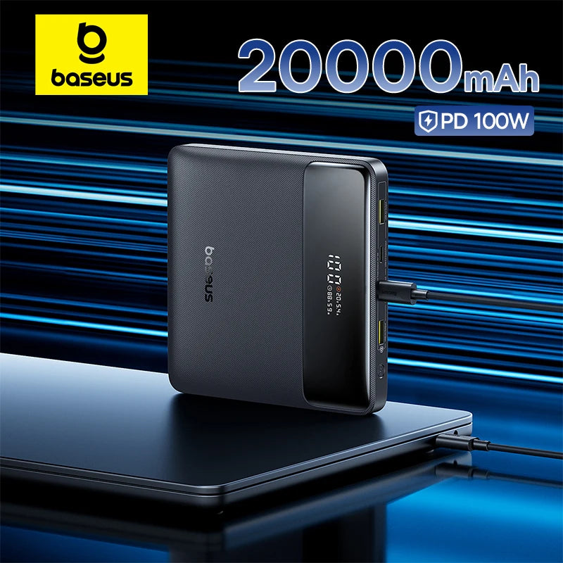 Baseus 100W High-Capacity Power Bank - 20000mAh, PD Fast Charging, For iPhone, MacBook & Samsung