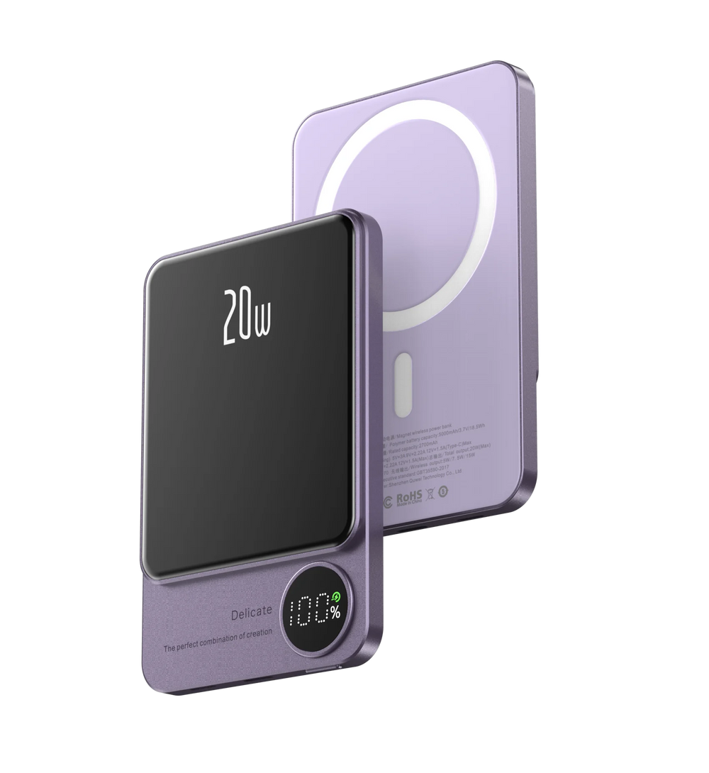 Alloy Magnetic Wireless Power Bank - 10000mAh MagSafe Fast Charging, For iPhone 15/14/13/12/11, Slim Metal
