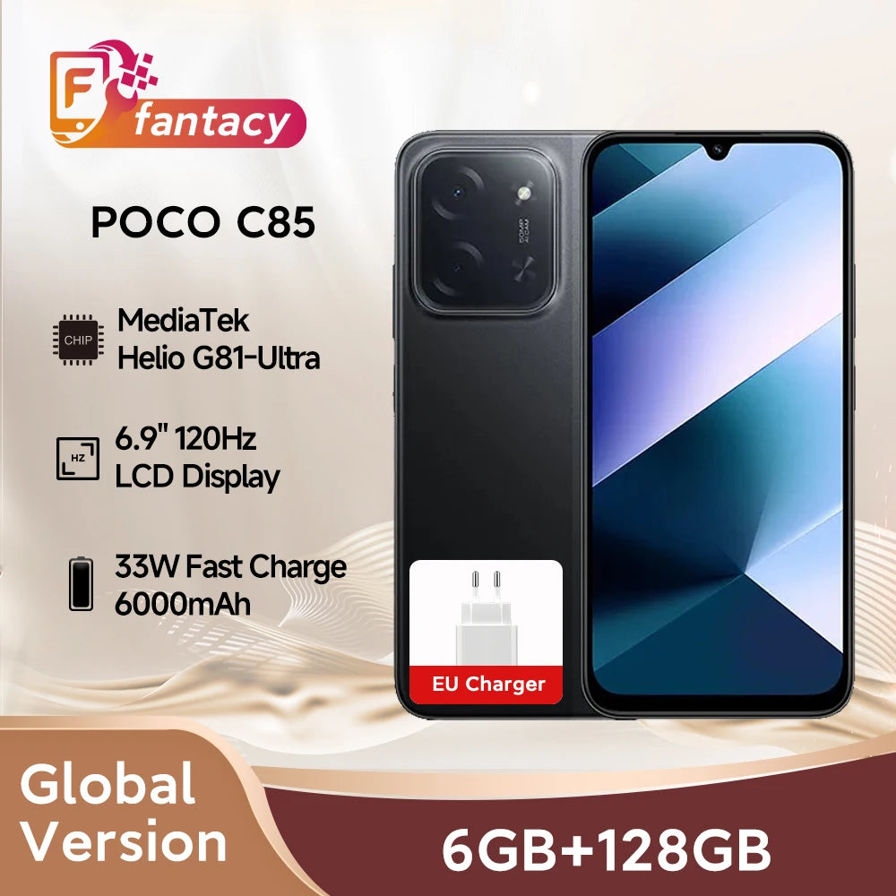 POCO C85 Global Smartphone - 6.9" 120Hz Display, 6000mAh, 50MP Camera