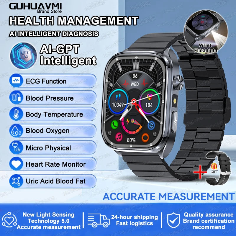 ECG Wellness Smartwatch - 2.0" AMOLED Bluetooth Calling Health Tracker
