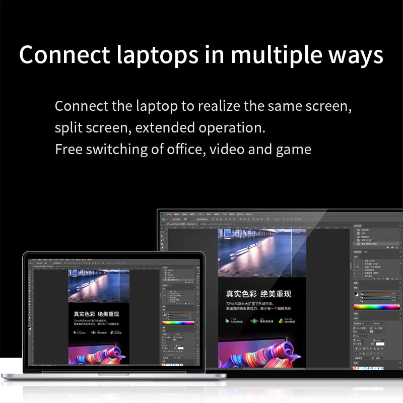 VCHANCE 13.3" OLED Portable Monitor - 1920x1080p, 100% DCI-P3, Metal Frame with Stand, USB-C & HDMI