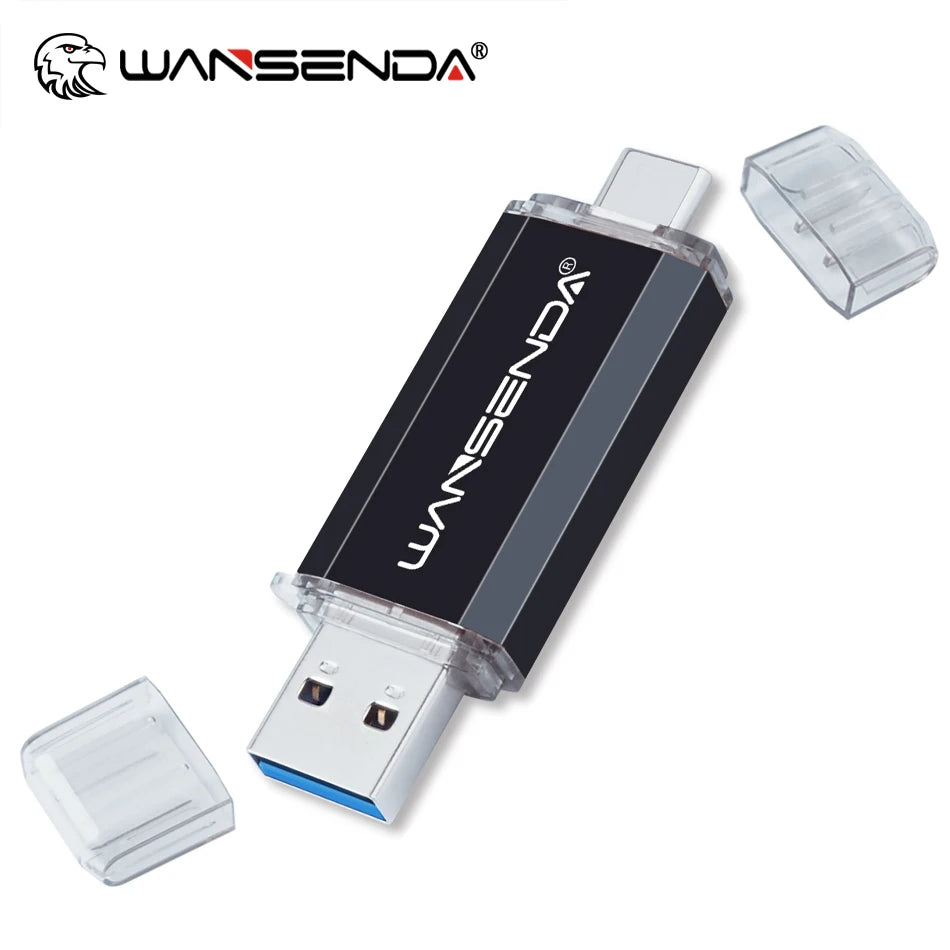 WANSENDA OTG Type-C USB 3.0 Flash Drive - 16GB to 512GB, CE Certified