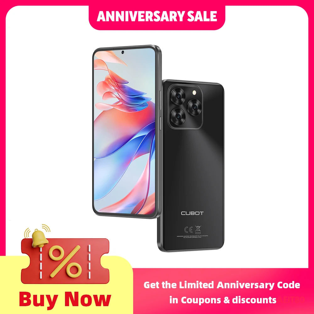 Cubot Note 60 Smartphone - Android 15, 7.2" 120Hz Display, 16GB RAM + 128GB ROM, 48MP Camera, 7000mAh