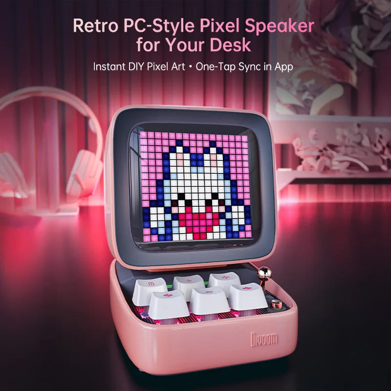 Divoom Ditoo-Pro Retro Pixel Art Bluetooth Speaker - 5000mAh, DIY LED Display, Alarm Clock
