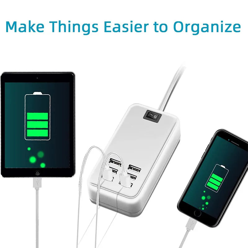 Premium 6-Port USB Wall Charger Hub - 5V/3A Fast Charging Station, EU/US Plug, Universal Compatibility