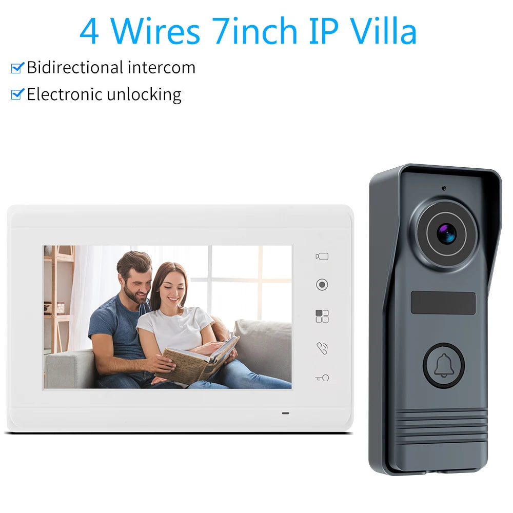 7-Inch Video Intercom System Indoor Monitor - Visual Doorphone Camera, Home Security Kit
