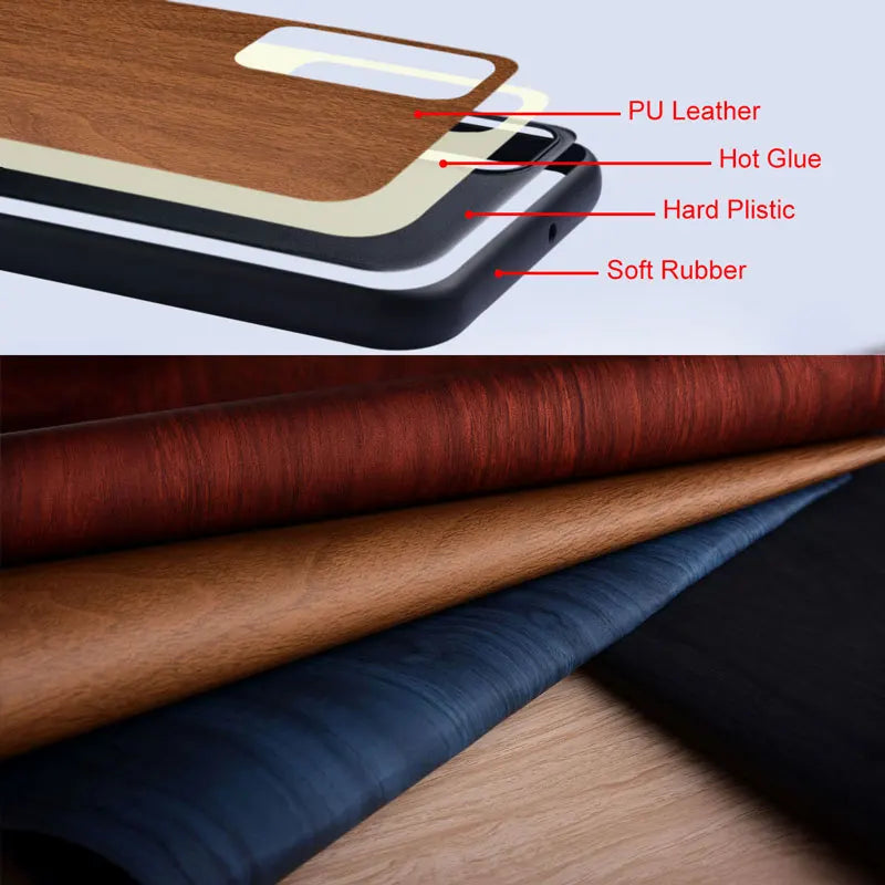 Samsung Galaxy Z Flip 3/4/5 Leather Flip Case - Bamboo Wood Pattern, Magnetic Closure, Protective Shell